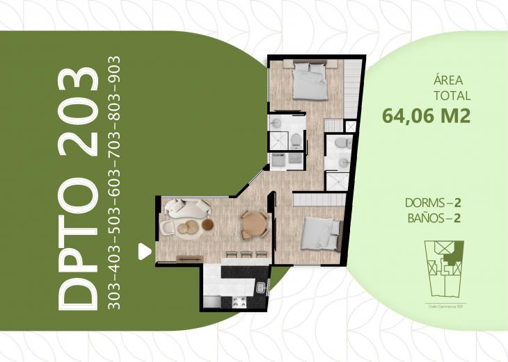Plano del modelo TIPO 5 del proyecto Los Alamos de Carmenca en San Miguel