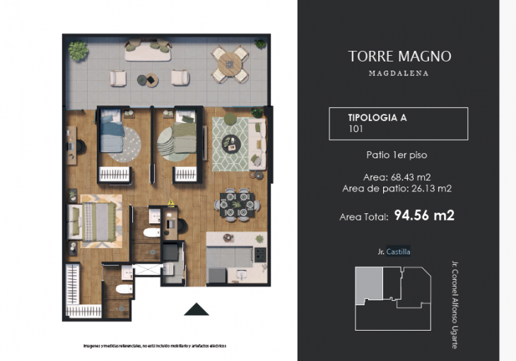 Plano del modelo A del proyecto TORRE MAGNO en Magdalena Del Mar