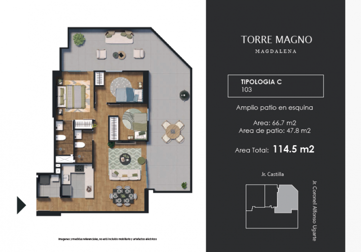 Plano del modelo C del proyecto TORRE MAGNO en Magdalena Del Mar