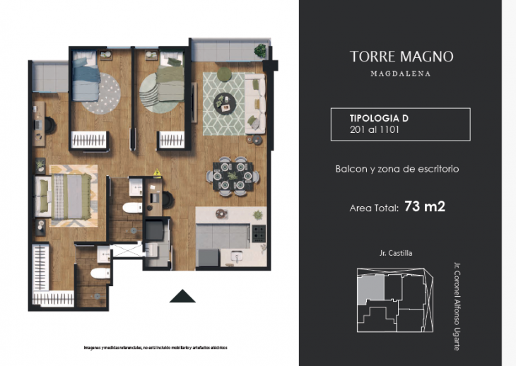 Plano del modelo D del proyecto TORRE MAGNO en Magdalena Del Mar
