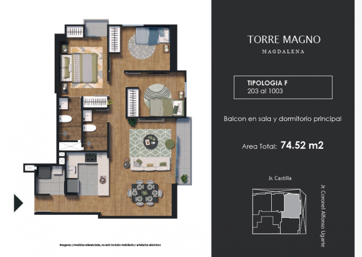 Plano del modelo F del proyecto TORRE MAGNO en Magdalena Del Mar