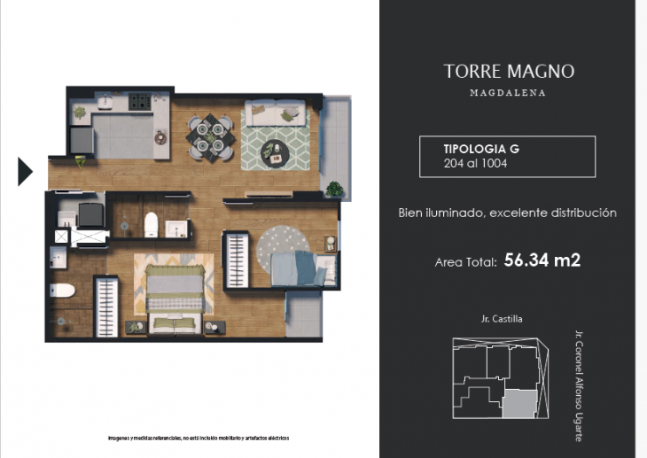 Plano del modelo G del proyecto TORRE MAGNO en Magdalena Del Mar