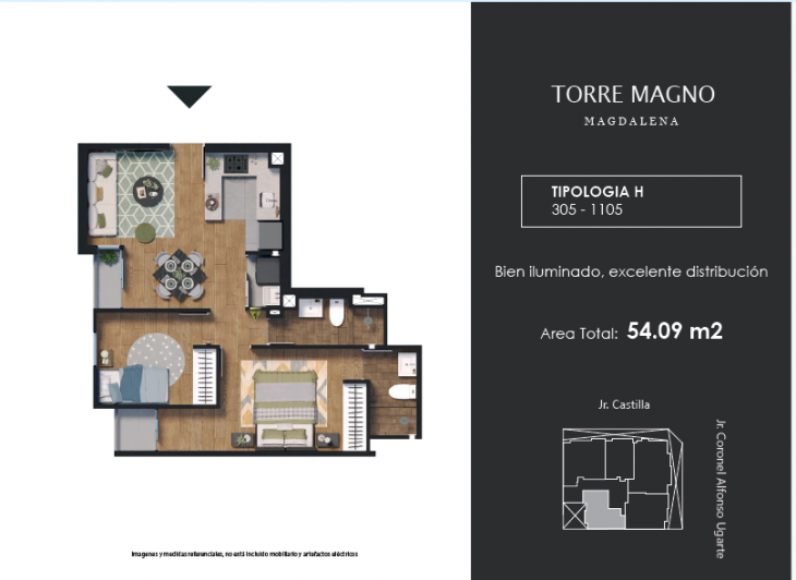 Plano del modelo H del proyecto TORRE MAGNO en Magdalena Del Mar