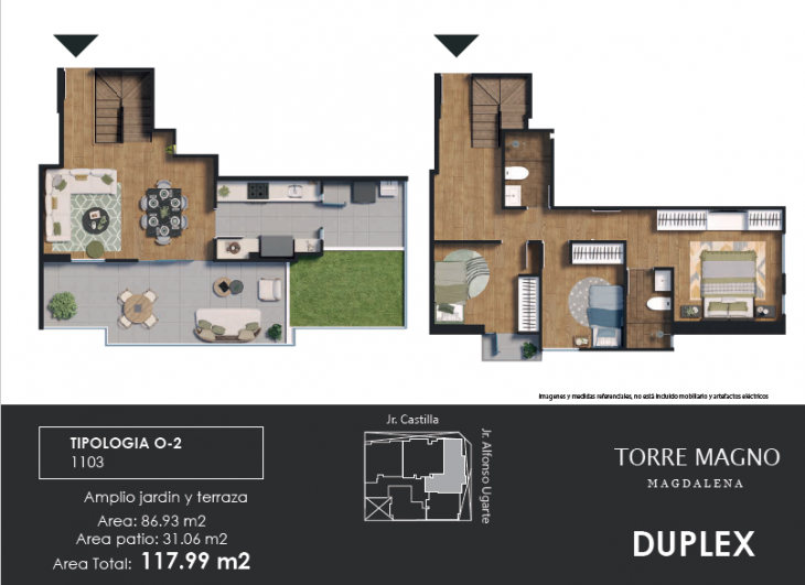 Plano del modelo O-2 del proyecto TORRE MAGNO en Magdalena Del Mar