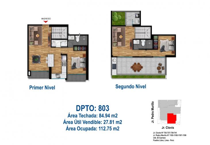 Plano del modelo Tipo D del proyecto EDIFICIO MATISSE en Pueblo Libre