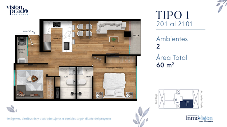 Plano del modelo X01 del proyecto VISIÓN PRADO en San Borja