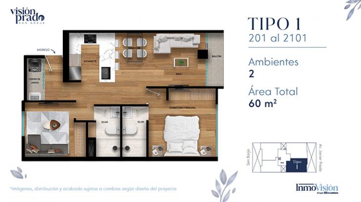 Plano del modelo X01 del proyecto VISIÓN PRADO en San Borja