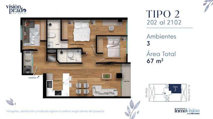 Plano del modelo X02 del proyecto VISIÓN PRADO en San Borja