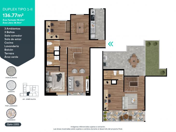Plano del modelo 1-II del proyecto Invent Chorrillos en Chorrillos