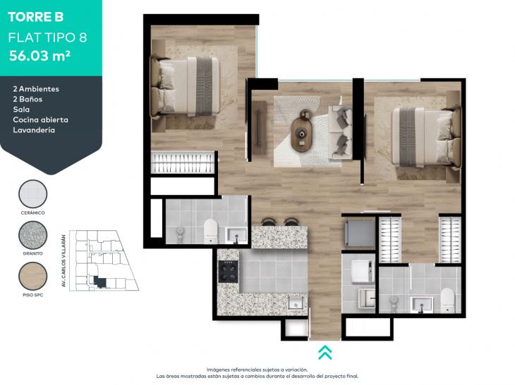 Plano del modelo B8 del proyecto FORTIVA en La Victoria