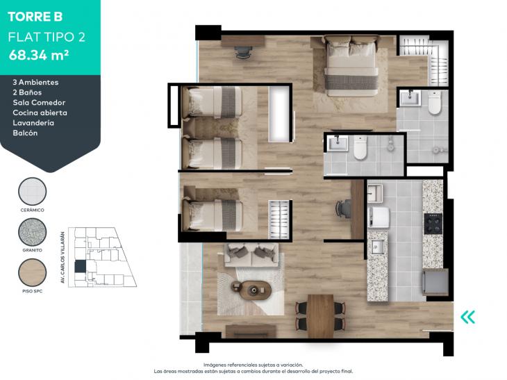 Plano del modelo B2 del proyecto FORTIVA en La Victoria