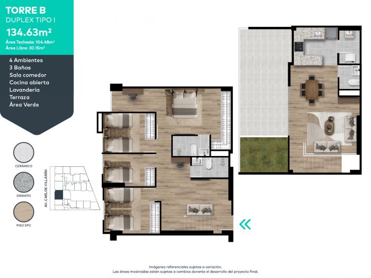 Plano del modelo B2-II del proyecto FORTIVA en La Victoria