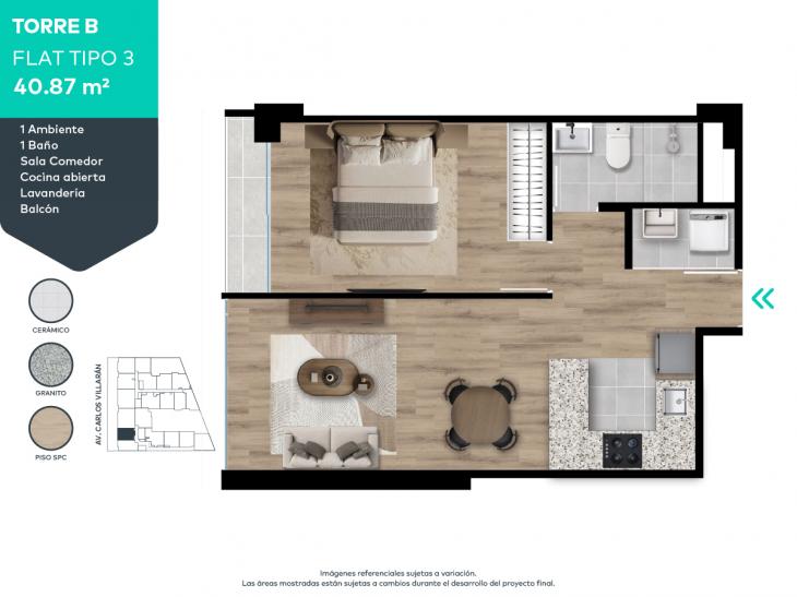 Plano del modelo B3 del proyecto FORTIVA en La Victoria