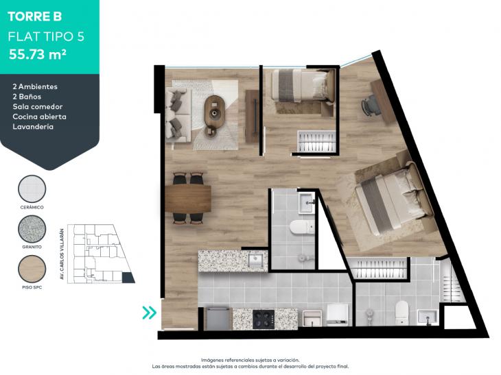 Plano del modelo B5-II del proyecto FORTIVA en La Victoria