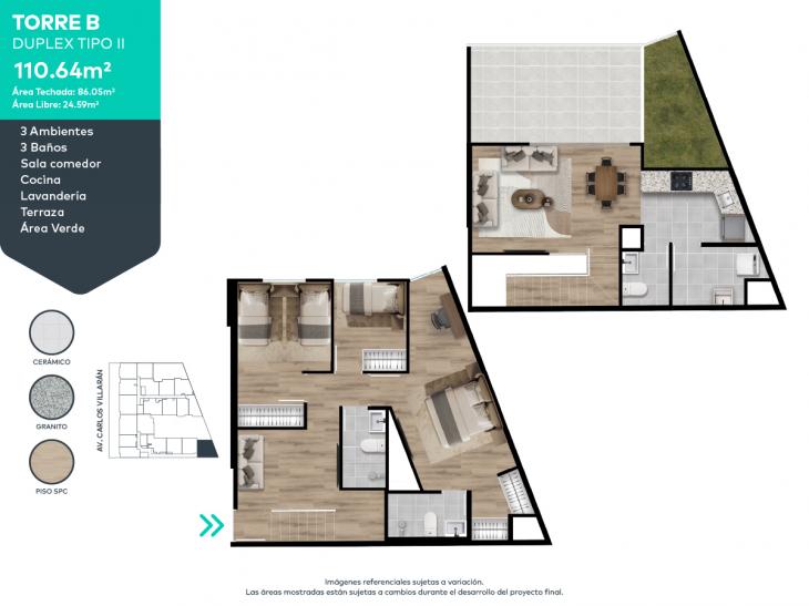Plano del modelo B5-IV del proyecto FORTIVA en La Victoria