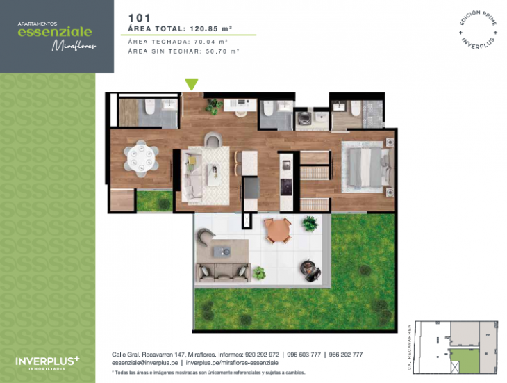 Plano del modelo 101 del proyecto Apartamentos Essenziale Miraflores en Miraflores