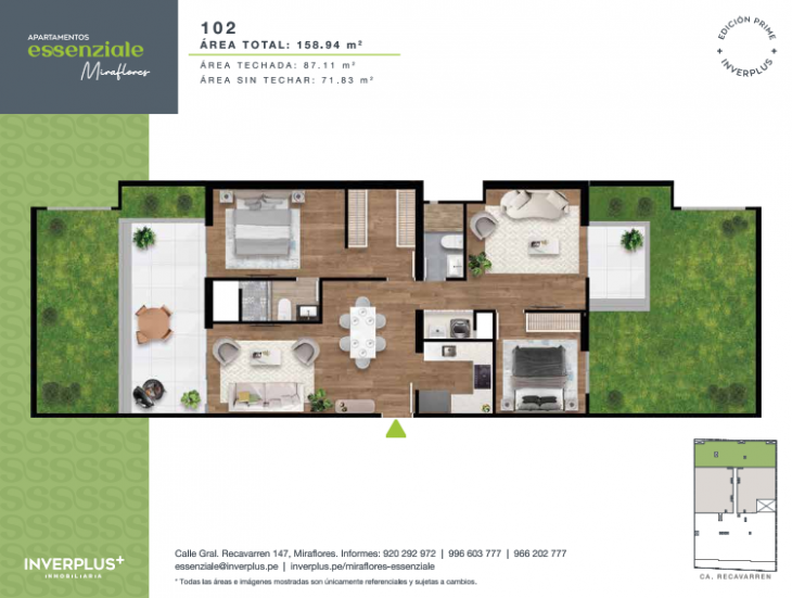 Plano del modelo 102 del proyecto Apartamentos Essenziale Miraflores en Miraflores
