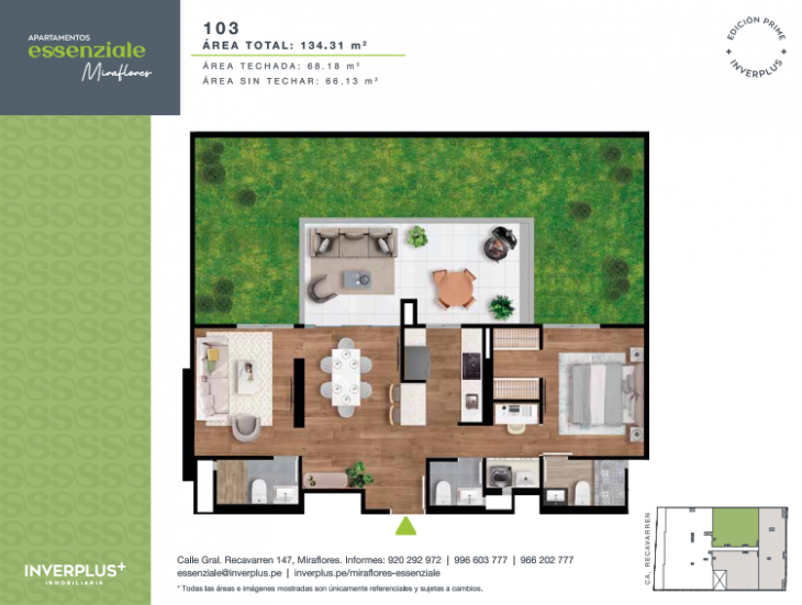 Plano del modelo 103 del proyecto Apartamentos Essenziale Miraflores en Miraflores