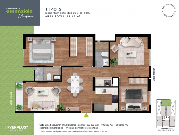 Plano del modelo TIPO 2 del proyecto Apartamentos Essenziale Miraflores en Miraflores