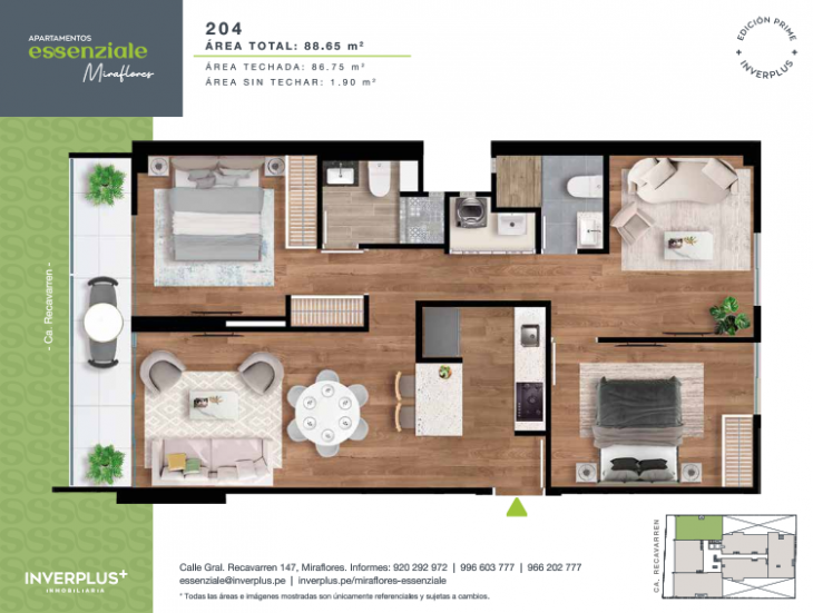 Plano del modelo 204 del proyecto Apartamentos Essenziale Miraflores en Miraflores