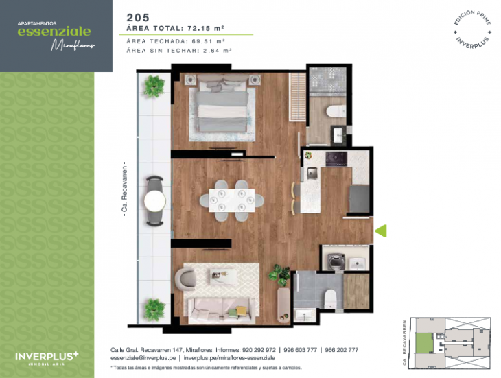 Plano del modelo 205 del proyecto Apartamentos Essenziale Miraflores en Miraflores