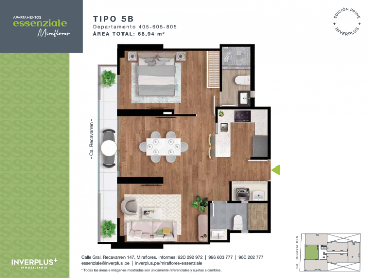 Plano del modelo TIPO 5B del proyecto Apartamentos Essenziale Miraflores en Miraflores
