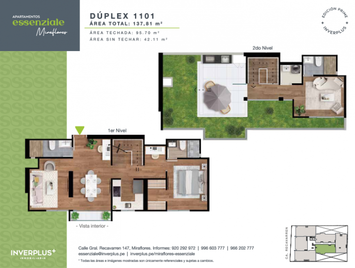 Plano del modelo 1101 del proyecto Apartamentos Essenziale Miraflores en Miraflores
