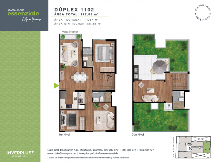 Plano del modelo 1102 del proyecto Apartamentos Essenziale Miraflores en Miraflores