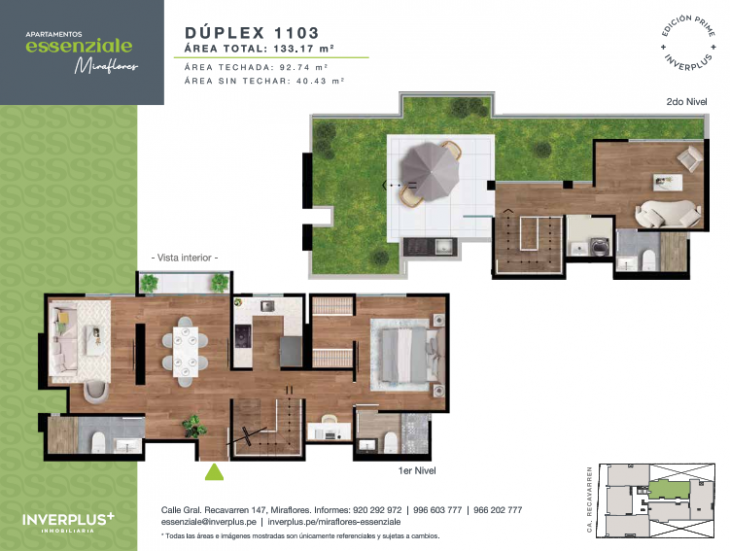 Plano del modelo 1103 del proyecto Apartamentos Essenziale Miraflores en Miraflores