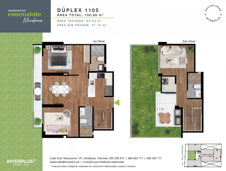 Plano del modelo 1105 del proyecto Apartamentos Essenziale Miraflores en Miraflores