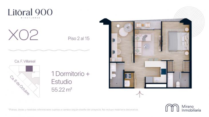 Plano del modelo X02 del proyecto Litoral 900 en Miraflores