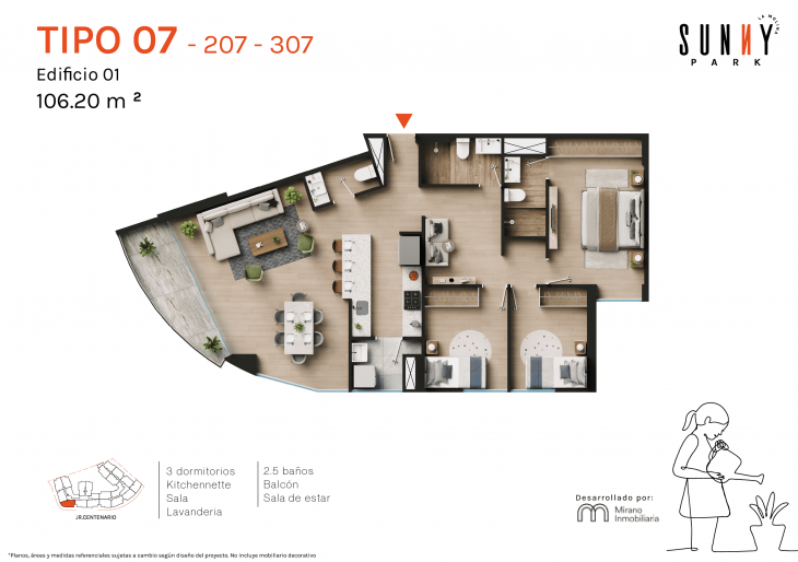 Plano del modelo X07 del proyecto Sunny Park -  La Molina en La Molina