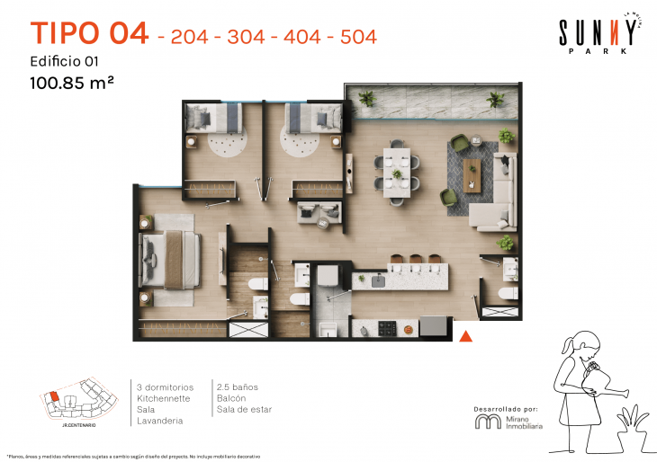 Plano del modelo X04 del proyecto Sunny Park -  La Molina en La Molina