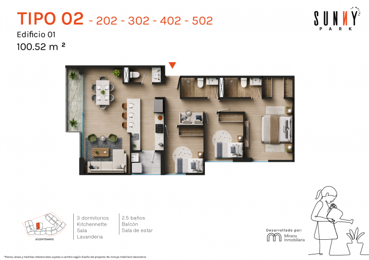 Plano del modelo X02 del proyecto Sunny Park -  La Molina en La Molina