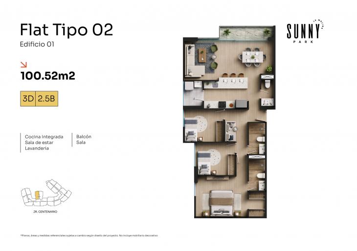 Plano del modelo X02 del proyecto Sunny Park -  La Molina en La Molina