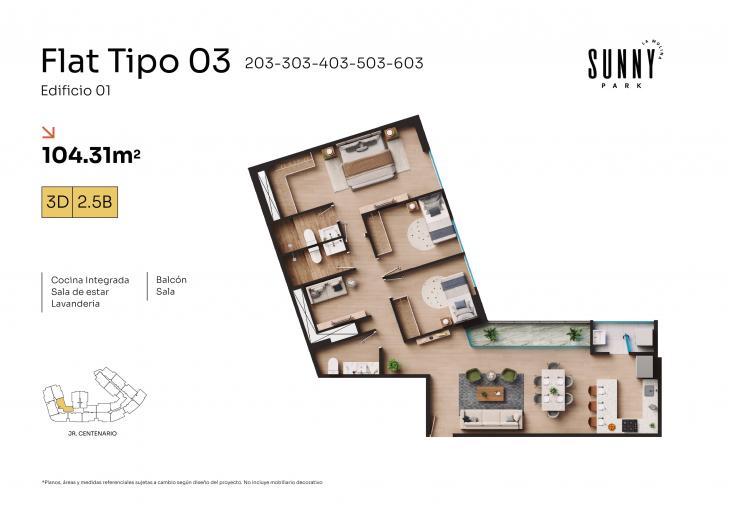 Plano del modelo X03 del proyecto Sunny Park -  La Molina en La Molina