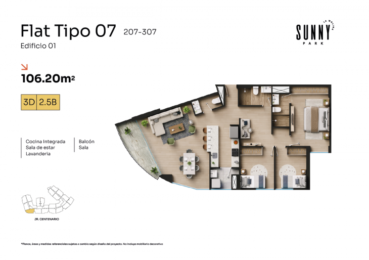 Plano del modelo X07 del proyecto Sunny Park -  La Molina en La Molina