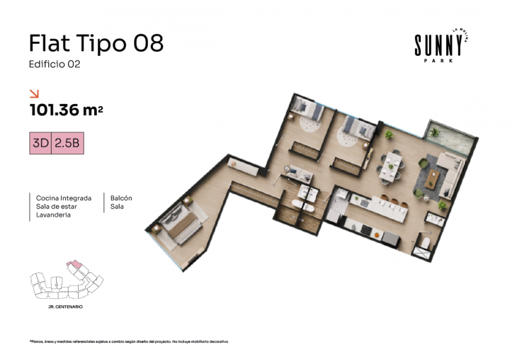 Plano del modelo X08 del proyecto Sunny Park -  La Molina en La Molina