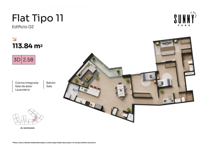 Plano del modelo X11 del proyecto Sunny Park -  La Molina en La Molina