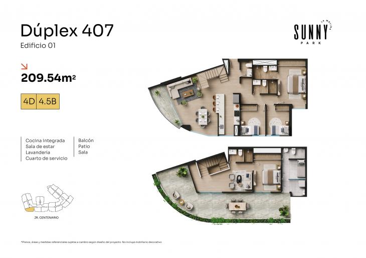 Plano del modelo X07 del proyecto Sunny Park -  La Molina en La Molina