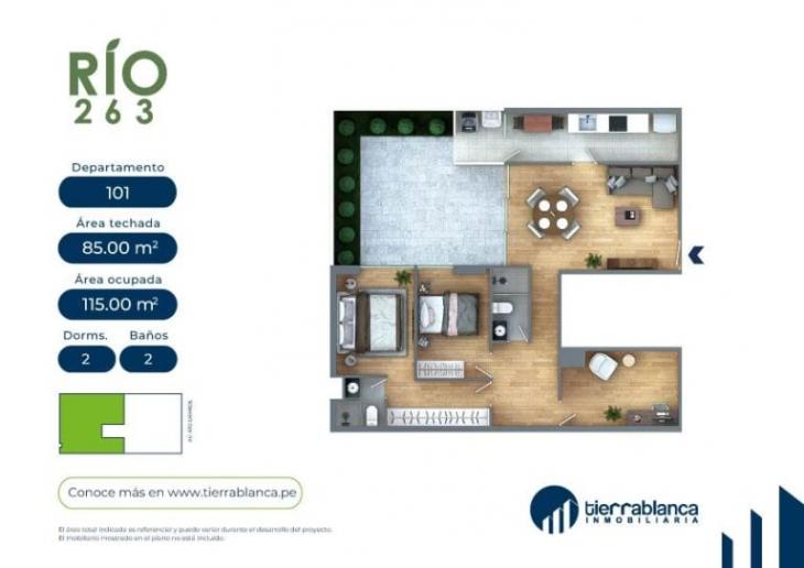 Plano del modelo TIPO 101 del proyecto Río 263 en Pueblo Libre