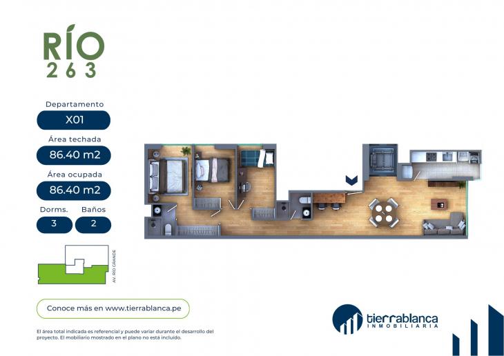 Plano del modelo TIPO 1 del proyecto Río 263 en Pueblo Libre