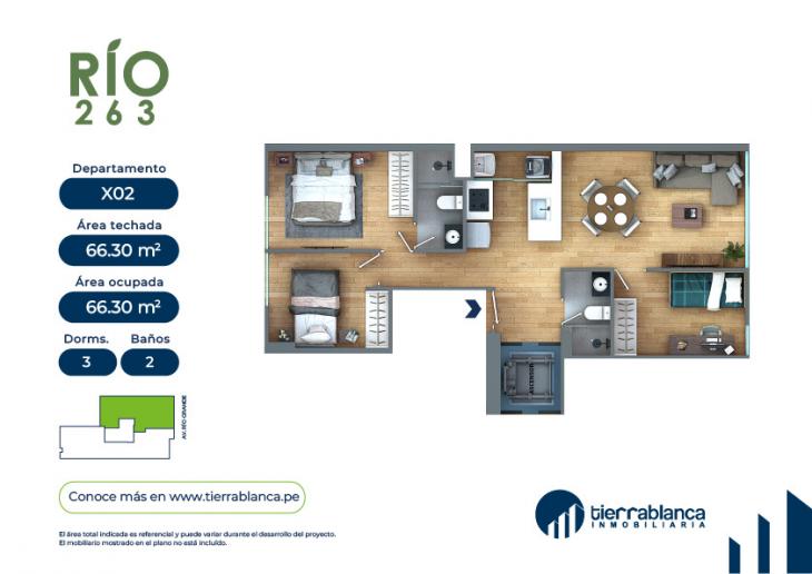 Plano del modelo TIPO 2 del proyecto Río 263 en Pueblo Libre
