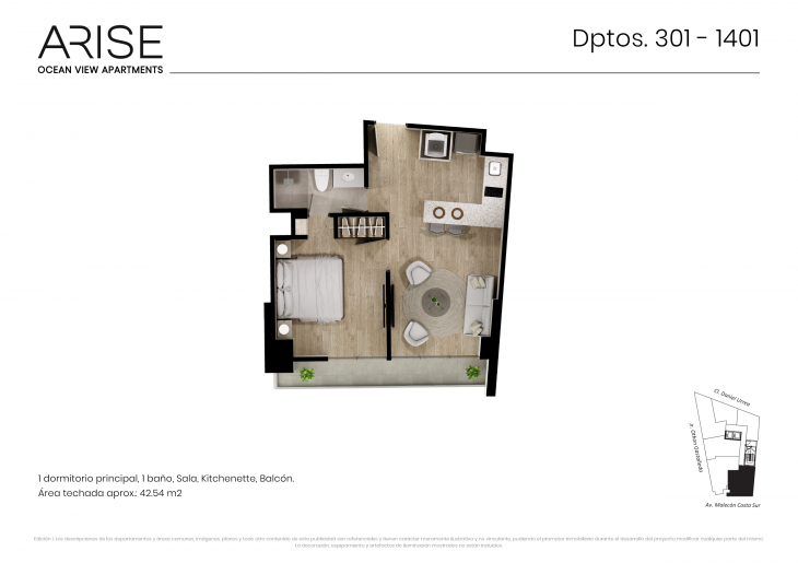 Plano del modelo Tipo 1 del proyecto Arise en Chorrillos