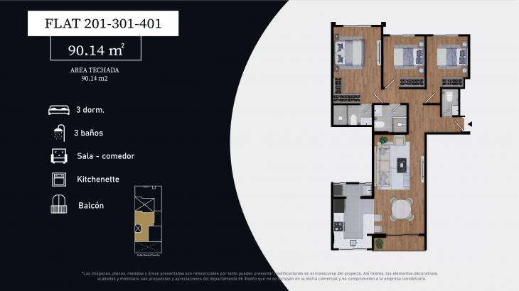 Plano del modelo C del proyecto HORIZON 585 en Magdalena Del Mar
