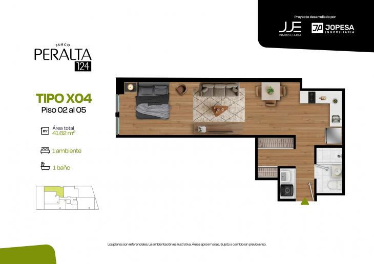 Plano del modelo X04 del proyecto Peralta 124 en Santiago De Surco