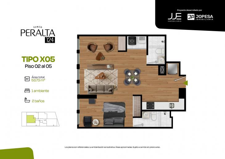 Plano del modelo X05 del proyecto Peralta 124 en Santiago De Surco