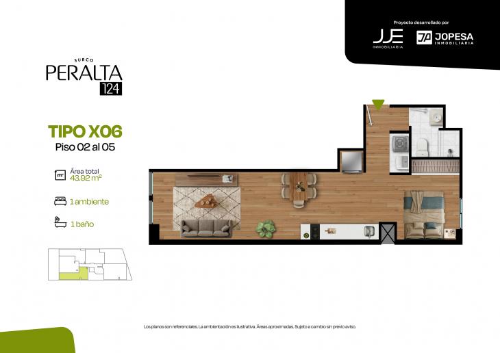 Plano del modelo X06 del proyecto Peralta 124 en Santiago De Surco