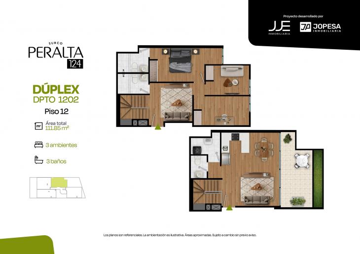 Plano del modelo 1202 del proyecto Peralta 124 en Santiago De Surco