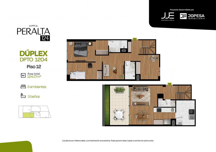 Plano del modelo 1204 del proyecto Peralta 124 en Santiago De Surco